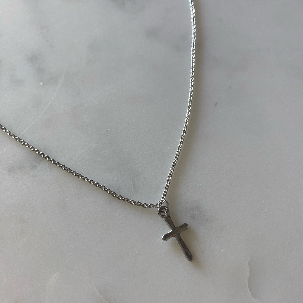 Small Silver Cross Necklace